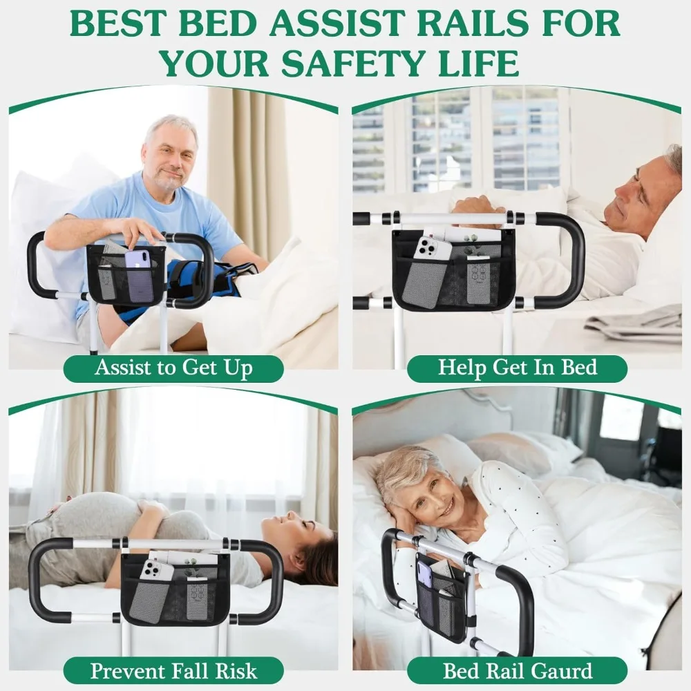 Bed Rails for Elderly Adults- Extended Bed Assist Rail for Seniors - Adjustable Bed Side Rails Handle Support Bar Guard Rail