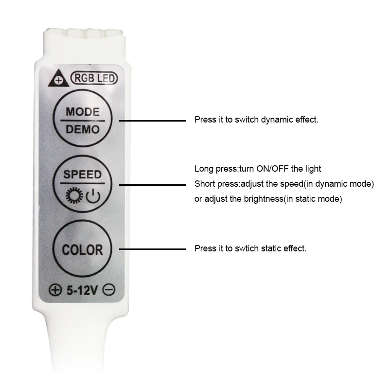 1 Roll of Color-Changing Rgb Led Light Strip with Battery Box (Battery Not Included), Led Neon Light, with a Simple Three-Button Control Switch for Switching Light Color Modes, Suitable for Cars, Motorcycles, Tv, Compu