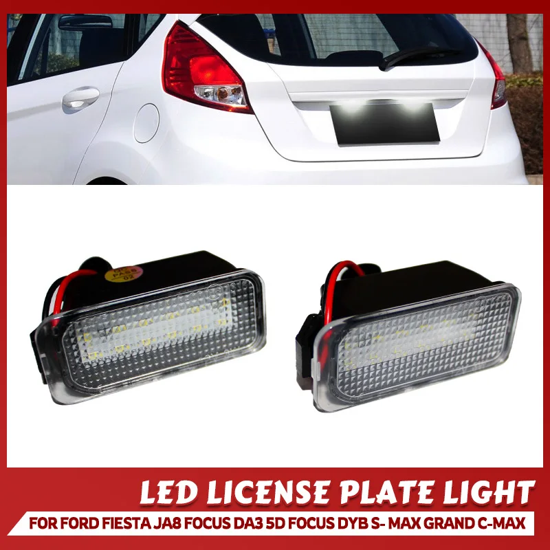 2 license plate lights ABS plastic 12V LED license plate signal lights For Ford Kuga S-MAX Mondeo MK4/MK5 MK2 Fiesta 2008-2019