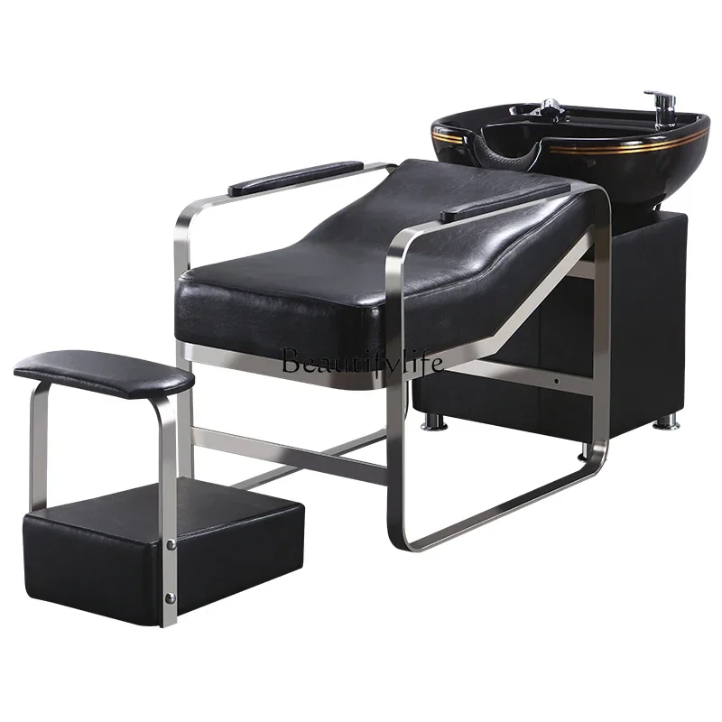 

88.The latest high-end hairdresser barber shop shampoo bed comes with a water heater integrated hair salon dedicated and simpl