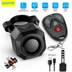 Gadpow Bike Alarm Wireless Waterproof Bicycle Vibration Alarm USB Charging Remote Control Motorcycle Alarm Security Protection