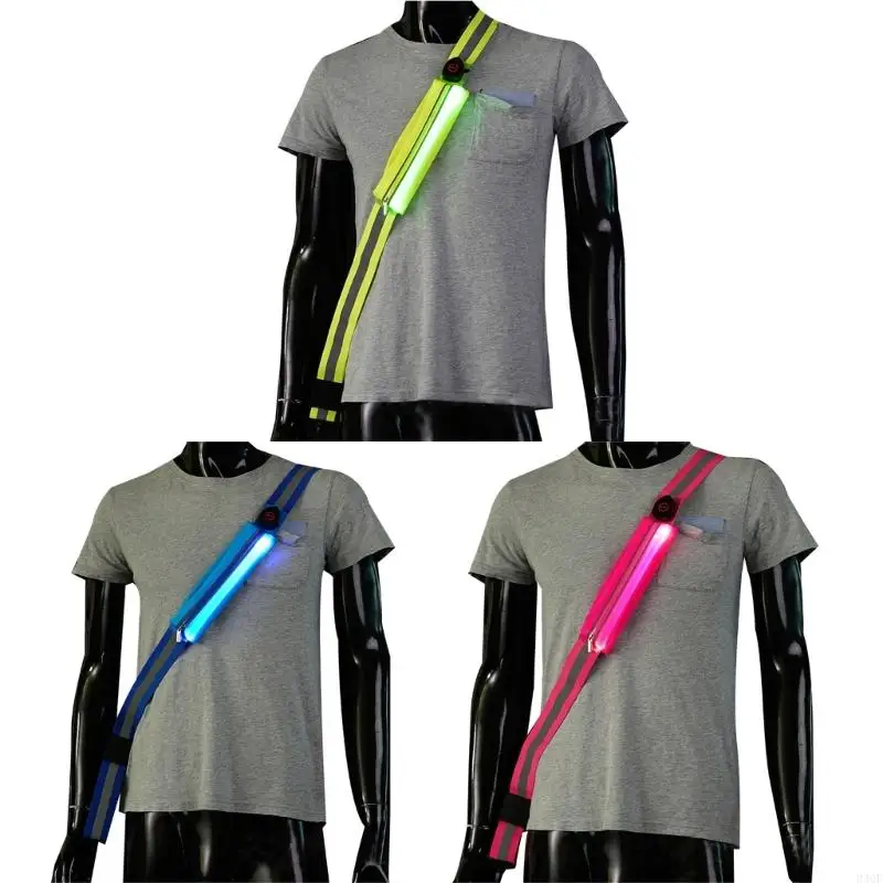 

340F High Visibility Reflective Belt Sash with Safety Light for Runner Walkers