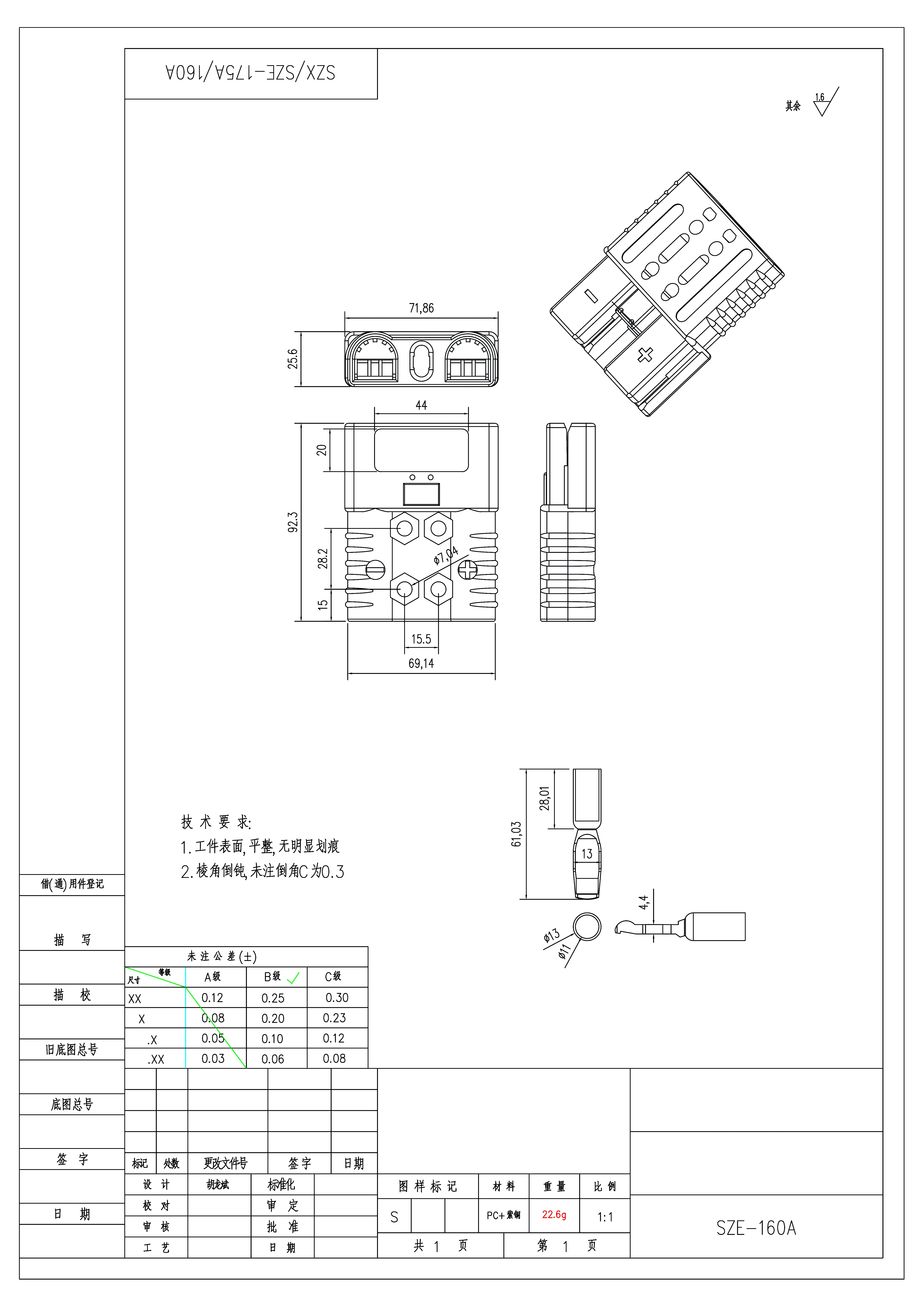 Energy Storage Electric forklift battery Connector SZE160A 600V Wiring Terminal Plug Charging Socket Port Battery Interface