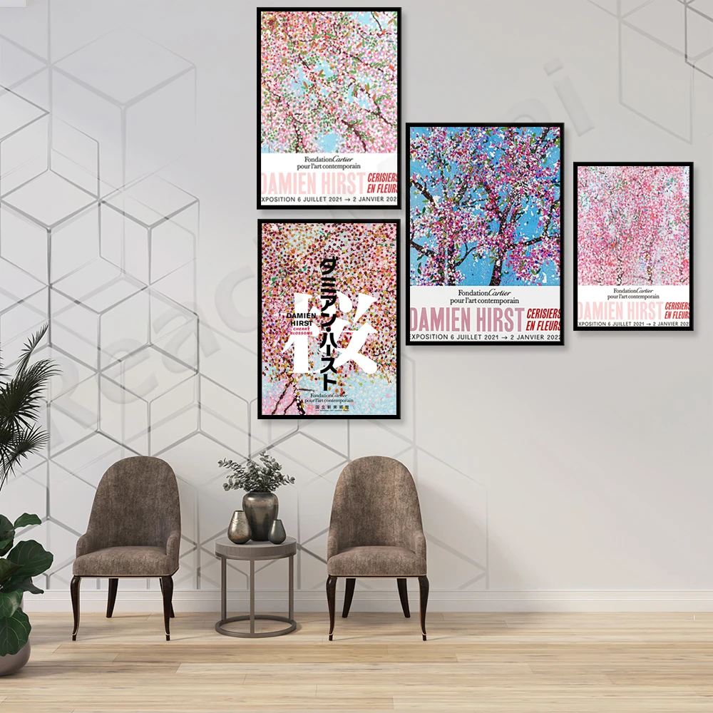 Damien hirst、仮想化-オリジナル2021ポスター、桜の形、damien hirst