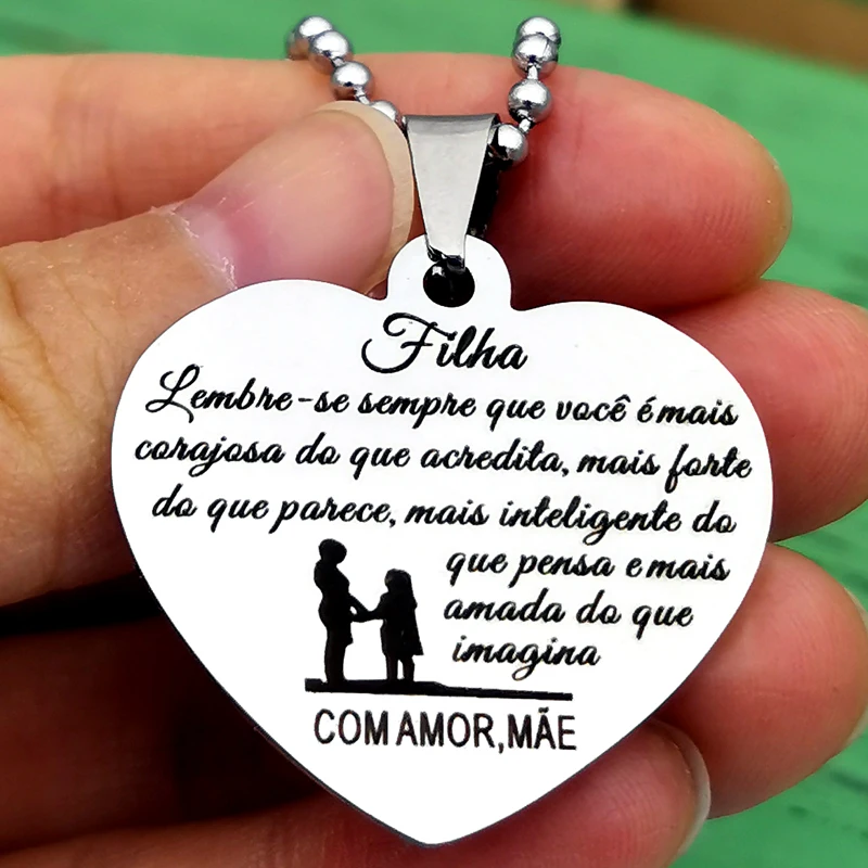 Portuguese Daughter Necklace LEMBRE-SE SEMPRE QUE Gift Necklace The Best Gift Idea for FILHA Birthday Gift