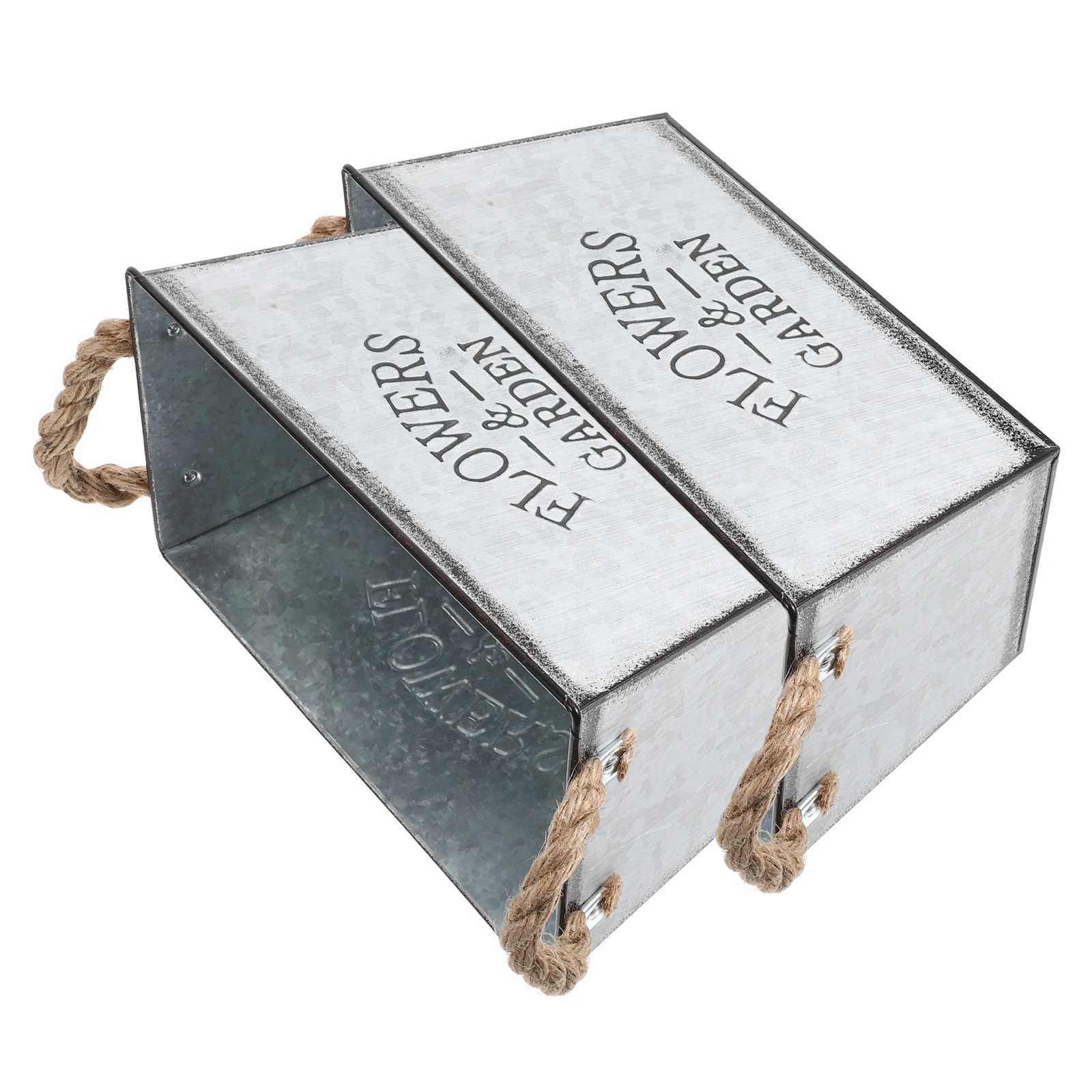 

Iron Flower Bucket Hemp Rope Handles Decorative Vase Aesthetic Room Retro Style Twinkling Flowerpot Storage