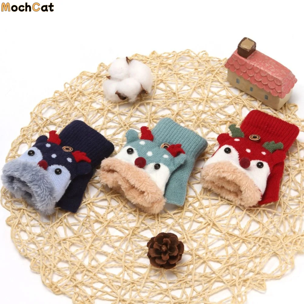 

Finger Flip Gloves Knitted Gloves Fingerless Gloves Children Christmas Gloves Clamshell Half Finger Gloves Gloves