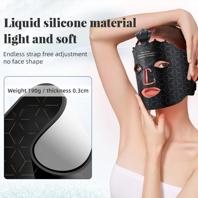 Mascarilla Facial de silicona con luz Led, máscara de fotones de terapia de luz roja, 7 colores, 240 cuentas de lámpara de cara completa, inalámbrica