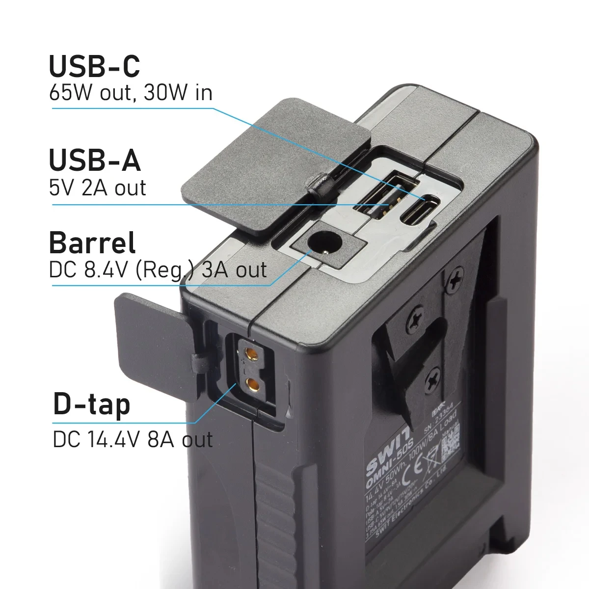 SWIT OMNI-50S OMNI-99S 50Wh 99Wh USB-C Info Pocket V-mount Battery