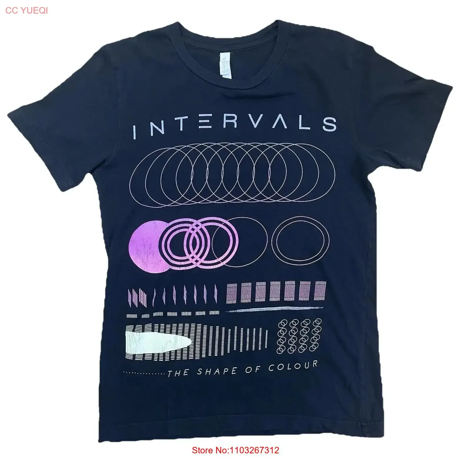 Футболка Intervals Band, мерч, размер S, в стиле Circadian Prog Metal Music Y2K, винтажная, с эффектом потертости, стильная, универсальная, модная, дышащая, мягкая.