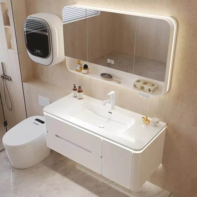 

Oak Simple Bathroom Cabinet Combination Modern Toilet Washbasin Bathroom Cabinet Mirror Storage Meuble Salle De Bain Furniture