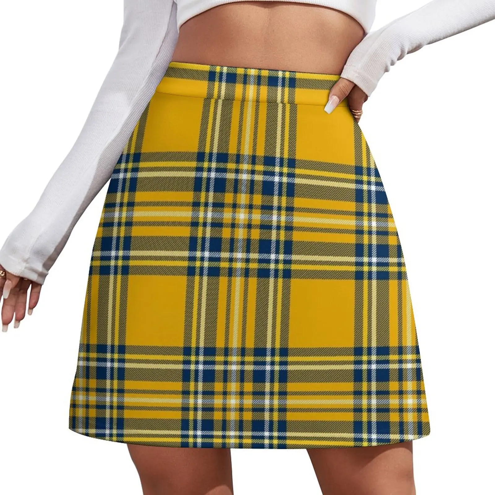 

Blue Gold White Tartan (2b) Mini Skirt skirts for women 2026 korean style women clothing summer clothes kawaii skirt Mini Skirt