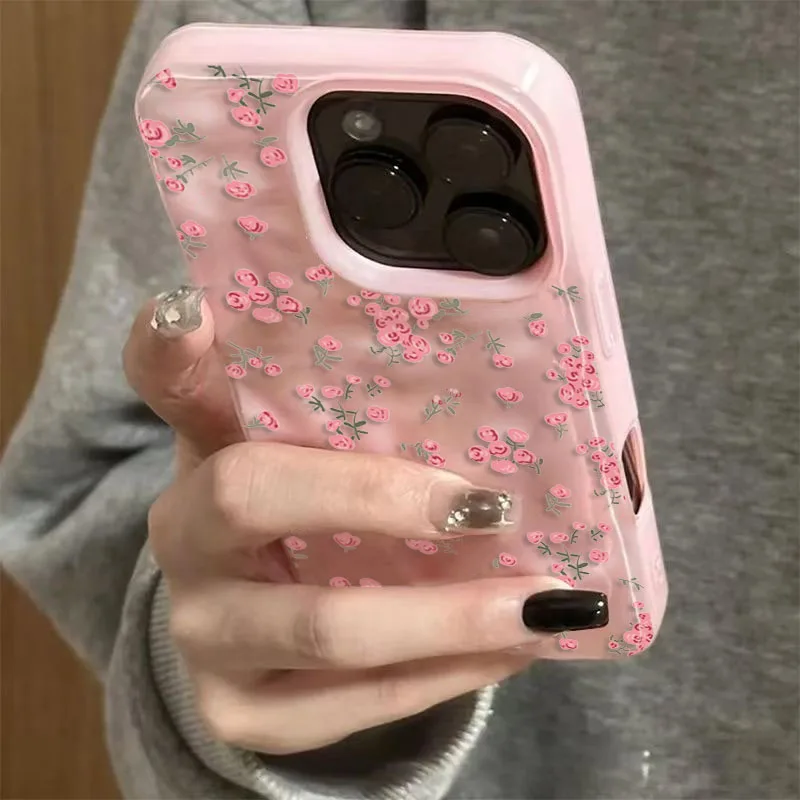 Różowy, kwiatowy wzór Eleganckie, odporne na wstrząsy etui na telefon TPU do iPhone 11 12 13 14 15 16 17 Air…