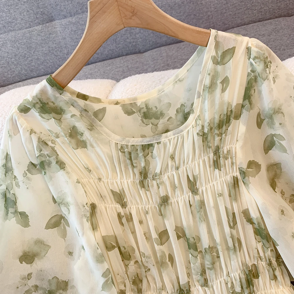 فستان نسائي مقاس كبير من NYFS لصيف 2025 فساتين طويلة فضفاضة عالية الخصر مطبوعة رداء Elbise على الطراز الكوري #4