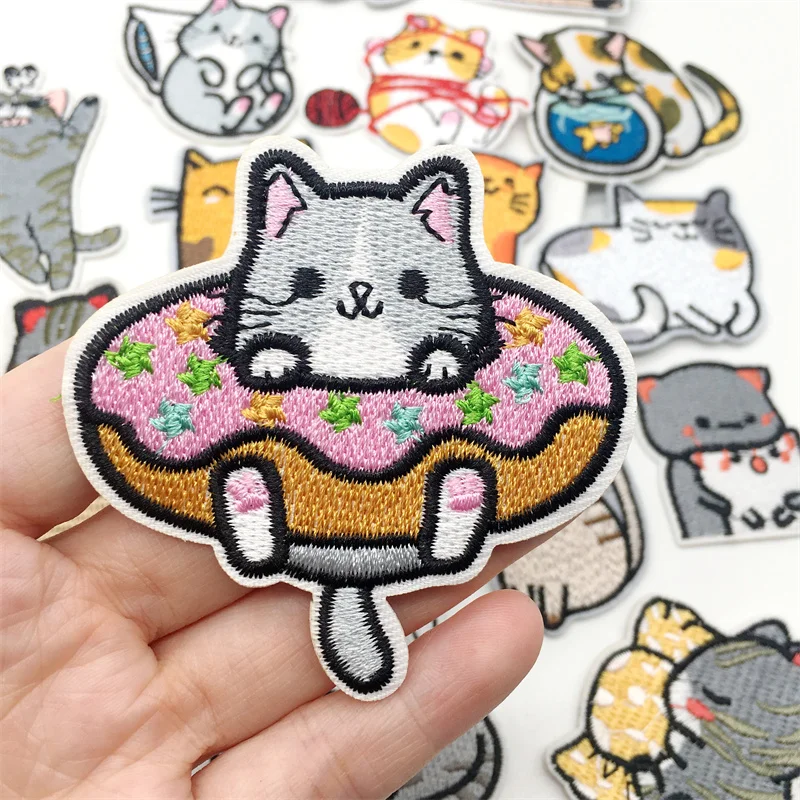 10pcs Random Cartoon Cat Applique Embroidery Patch For Clothing Animal Patch Iron On Patches On Clothes Sewing Sticker Patch