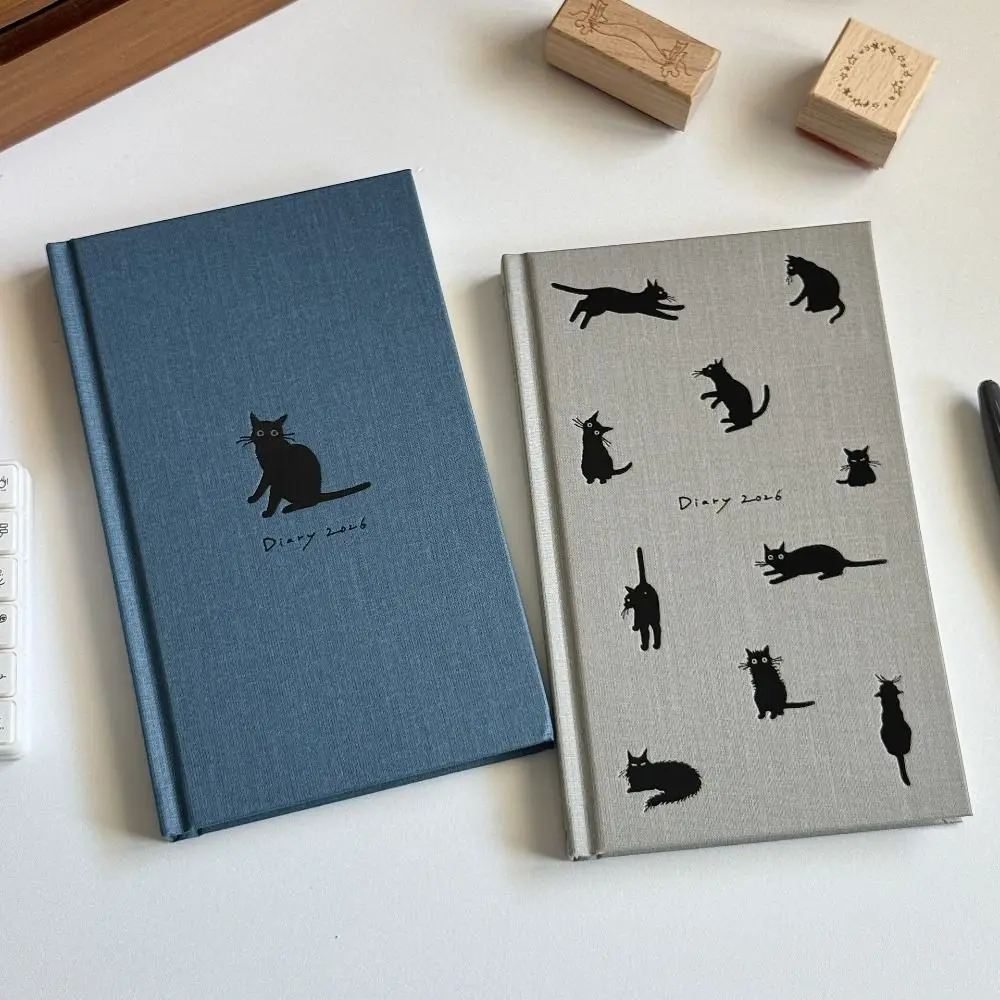 Cartoon Kitten Illustration B5 Notebook Hard Shell To Do List 2026 Schedule Book Memo Pad School Office