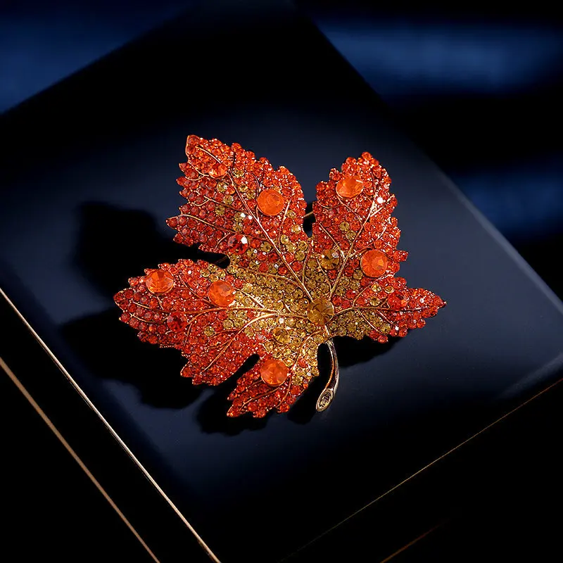 

New elegant temperament coat neckline accessories women's fixed silk scarf maple leaf brooch