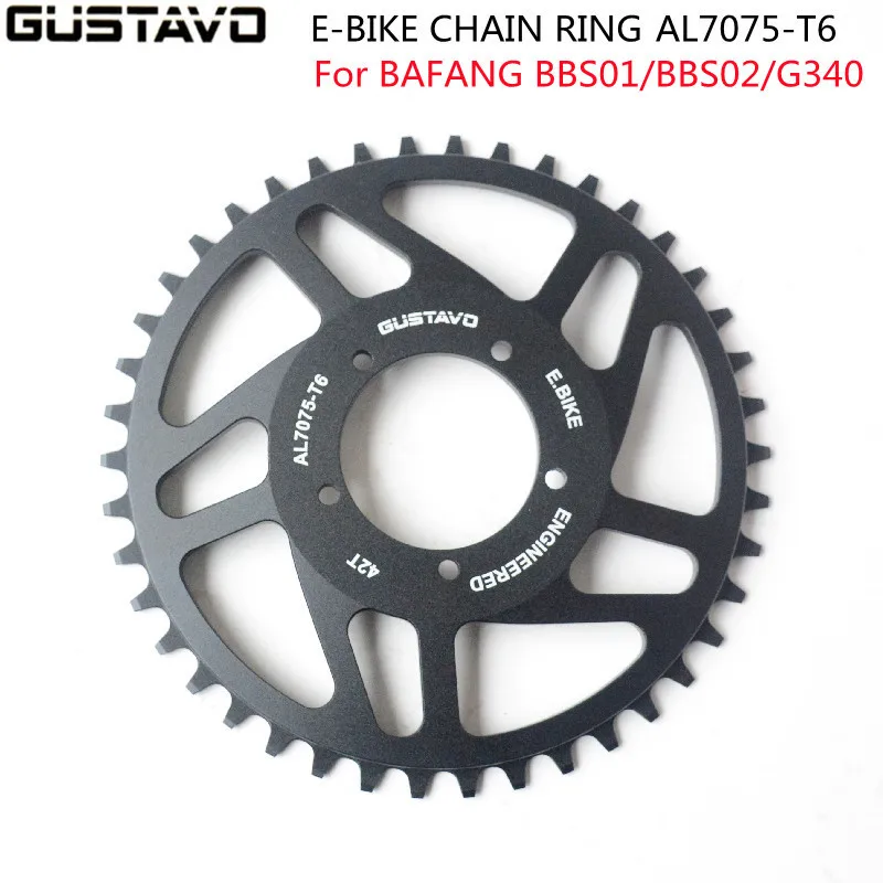 GUSTAVO Electric Bicycle Chainring For BaFang BBS01 BBS02 BBSHD 42T Chain Ring 7-12 Speed  Aluminum Alloy E-bike Accessories