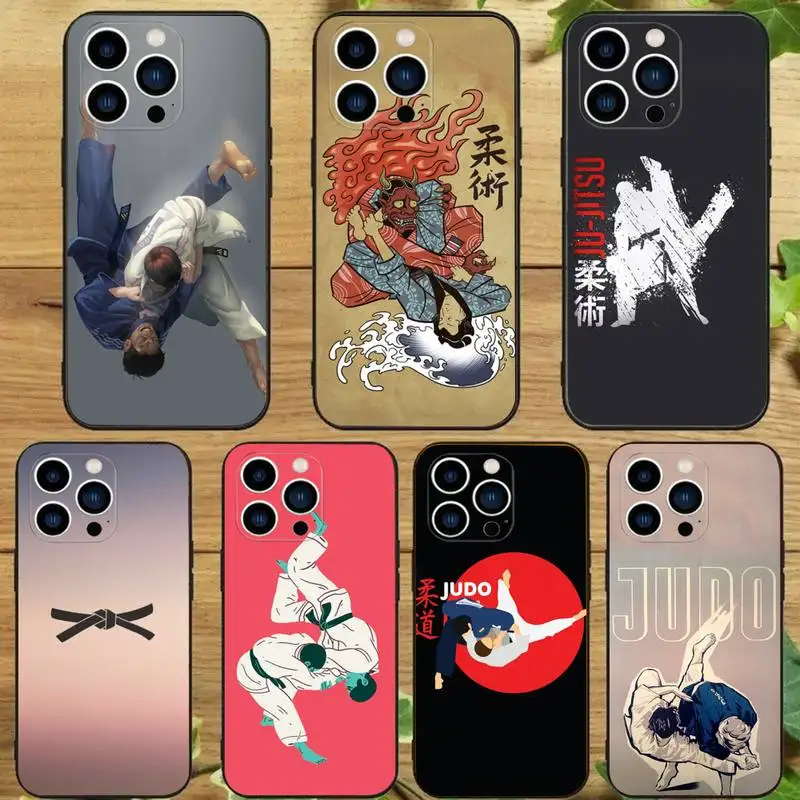 Jujitsu Judo-funda de silicona para iPhone, carcasa negra para iPhone 15, 14, 13, 12, 11 Pro Max, Xs, Xr, X, 7, 8 Plus, 12, 13 Mini