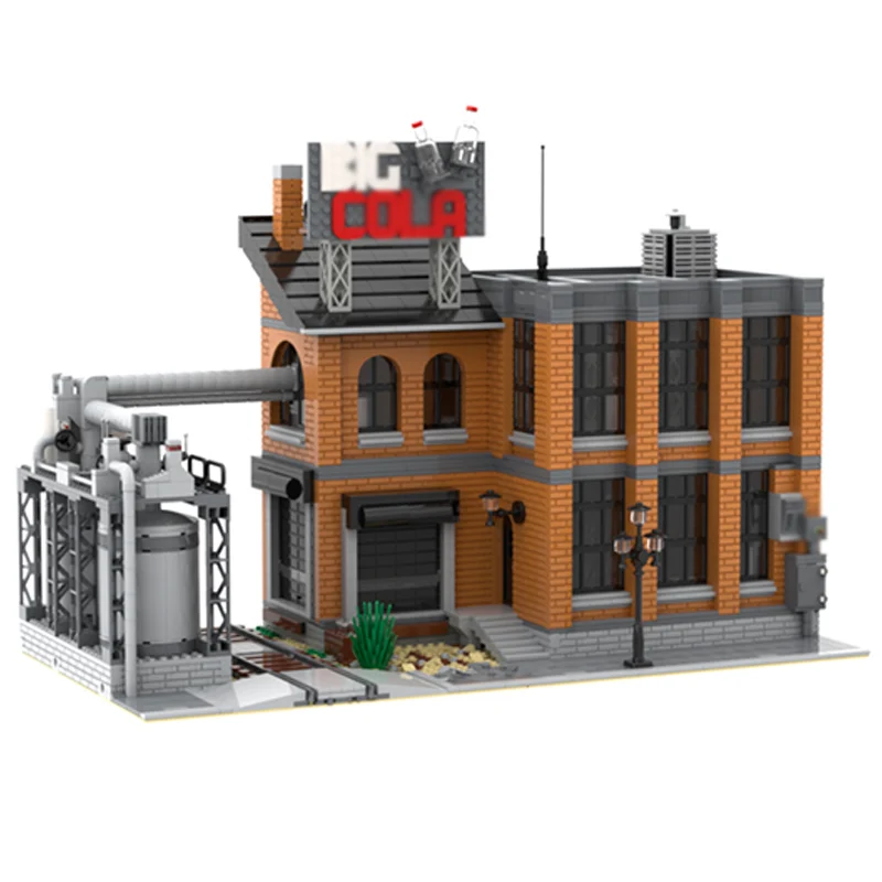 City Street View Model MOC Building Bricks Big Cola Factory Modular Technology Children Holiday Gifts Assemble Toys Suit