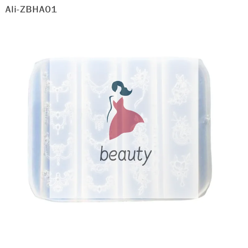 DIY Nail Art Decoration Floral Design Fashion Flower Chain 3D Relief Carving Silicone Nail Mold Transparent Manicure Template