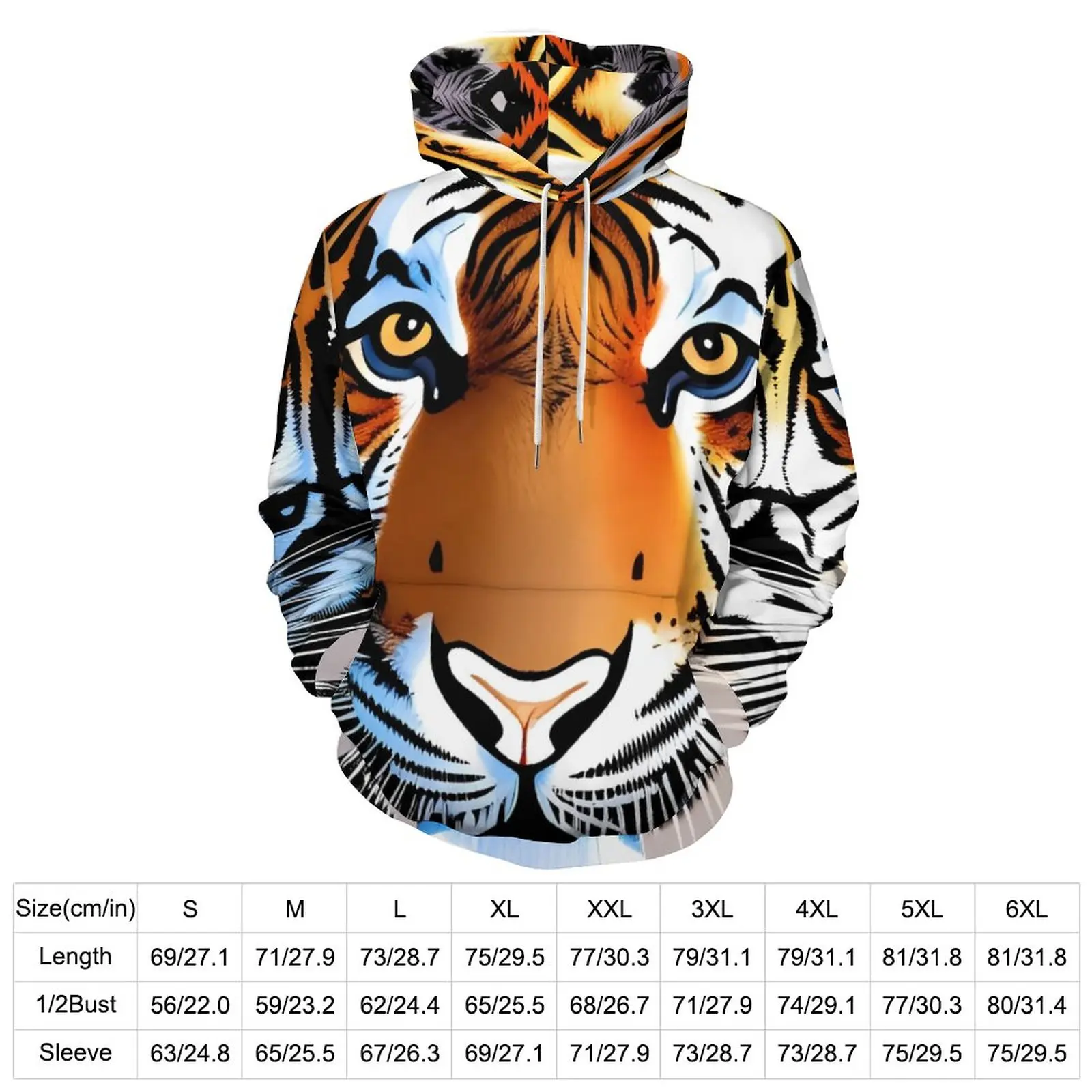Eye of The Tiger Hoodies Animal Print Street Style Oversized Hoodie Ladies Long Sleeve Cute Custom Casual Sweatshirts