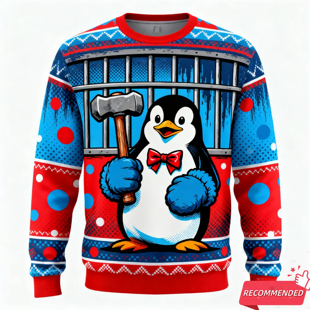 2026 عيد ميلاد سعيد الحيوان ثلاثية الأبعاد بلوزات مطبوعة لطيف الراكون الجرافيك الأطفال القبيح عيد الميلاد سترة جديدة في البلوزات ملابس رجالي