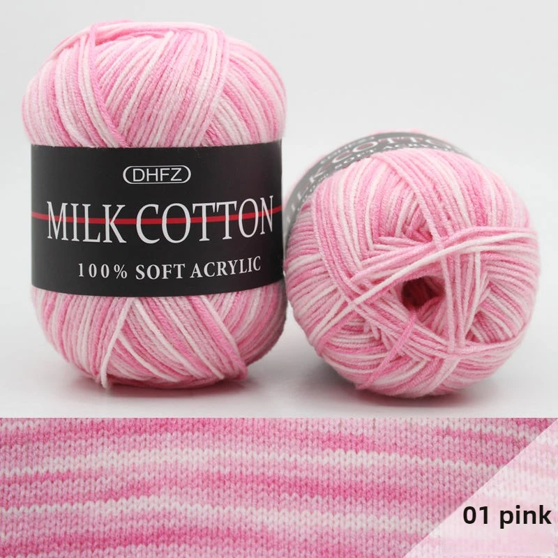 250g/set 3 Ply Milk Cotton Yarn Segment Dyeing for Knitting Sweater Scarf Hat Shawl Vest Gradient Thread Soft Warm Micro Elastic