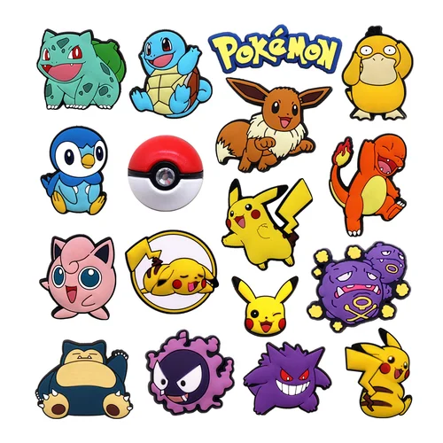 MINISO, 1 Uds., dibujos animados de Pokemon, PVC, dijes para zapatos, lindo Pikachu Squirtle, alfileres para zuecos, decoraciones para sandalias, accesorios para zapatos, hebilla para mochila
