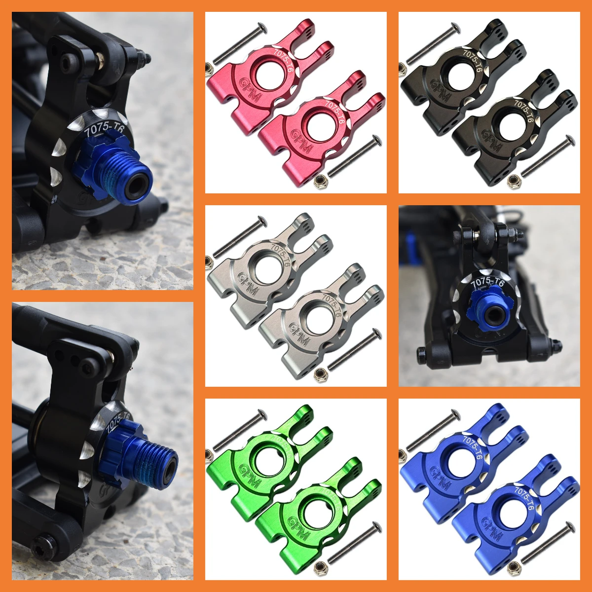 

GPM TRAXXAS 1/8 Sledge Monster Truck 7075 For Aluminum Rear Hub Carrier Set