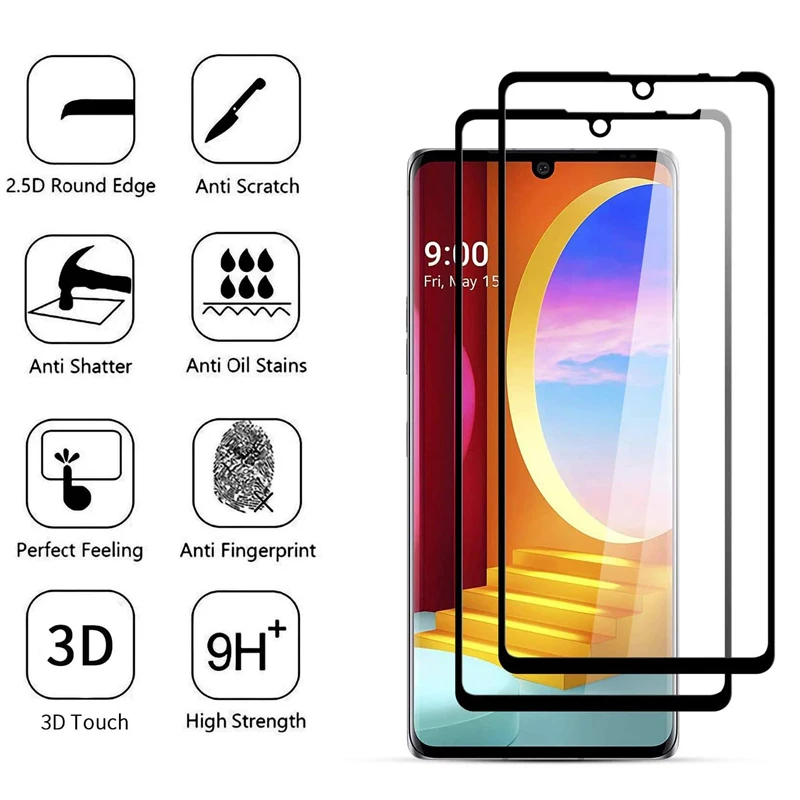 5PCS 3D Curved Black edge Glue Glass For LG velvet 2 pro wing arrows nx9 Sharp aquos R6 zero2 Tempered Glass Screen Protector