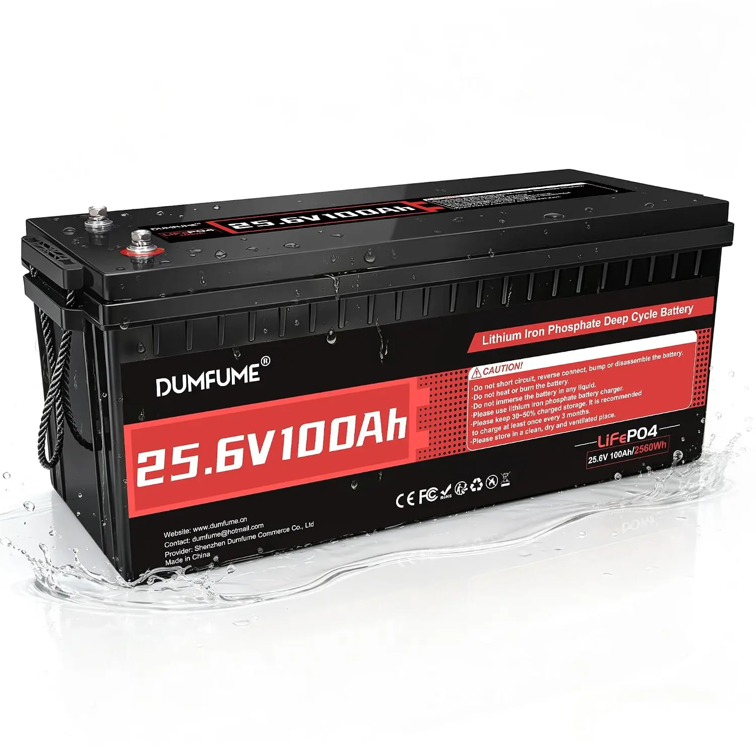 25.6V 100Ah LiFePO4 Battery 100A BMS Low Temp Cutoff, Customized