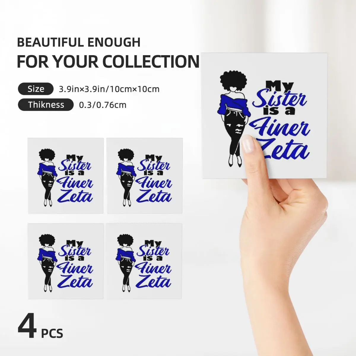 زيتا فاي بيتا نادي نسائي شعار كوستر السيراميك حصيرة مقاومة للحرارة الديكور الجدول أواني المطبخ طاولة طعام حصيرة القهوة حصيرة #5