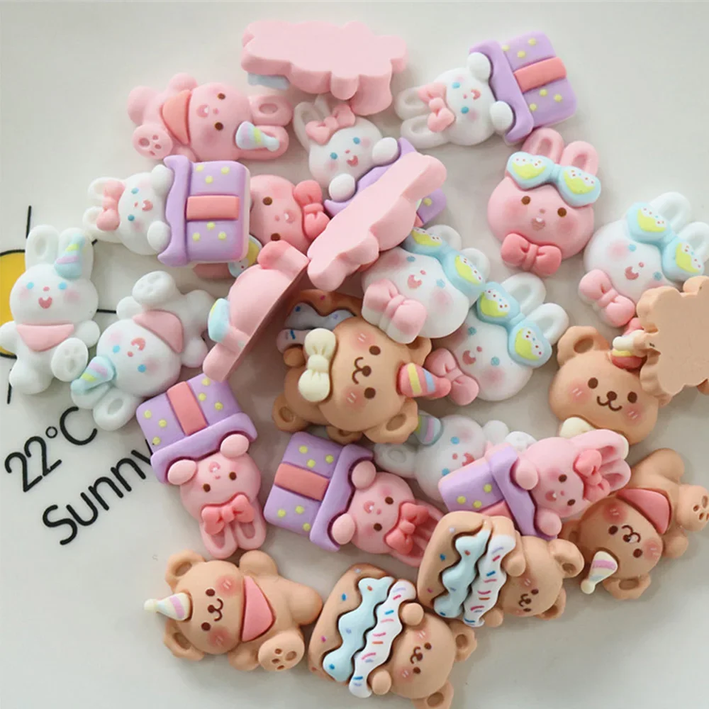 10 قطعة صندوق هدايا Kawaii سلسلة أرنب راتنج مسطح كبوشن ل دبوس الشعر سكرابوكينغ DIY بها بنفسك مجوهرات الحرفية اكسسوارات الديكور