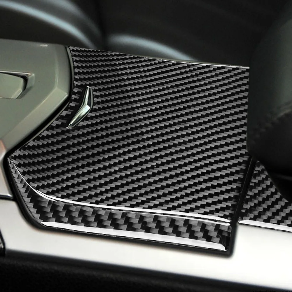 ألياف الكربون الملمس مركز وحدة التحكم صندوق تخزين غطاء لوحة 4 قطعة لكاديلاك CTS 2008 2013 أجزاء السيارة الداخلية