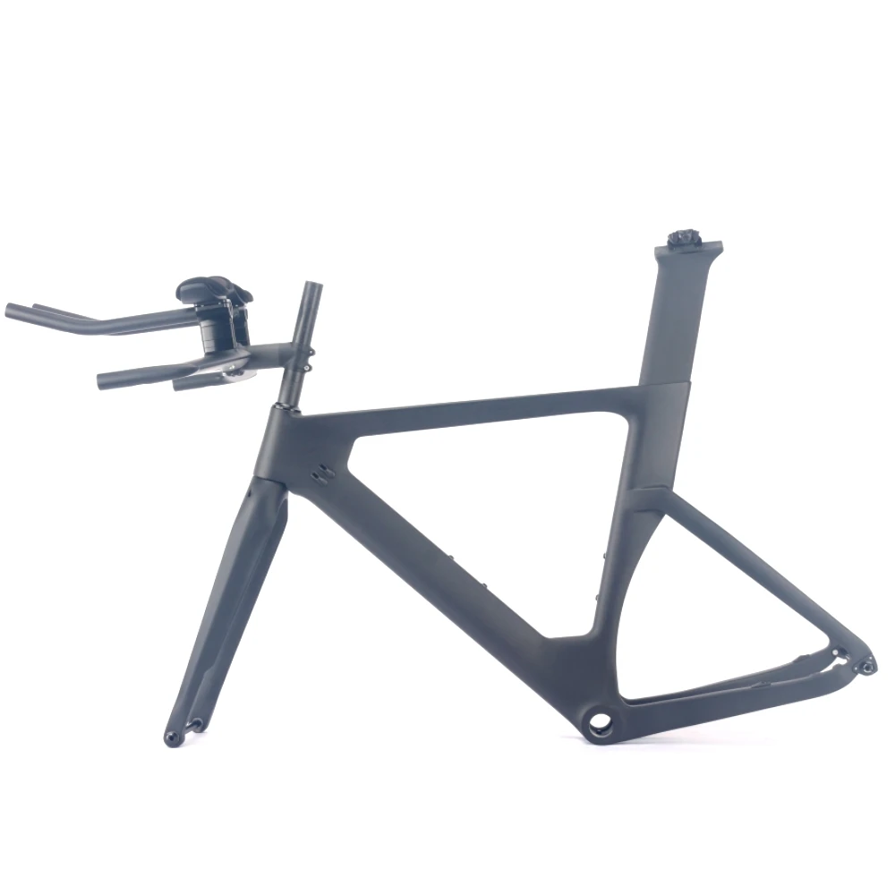 Carbon Bicycle Frame, Disc Brake, Triathlon Bike Frame, Includes TT Bar Fork Seatpost Stem, Internal Cable, S, M, L, XL