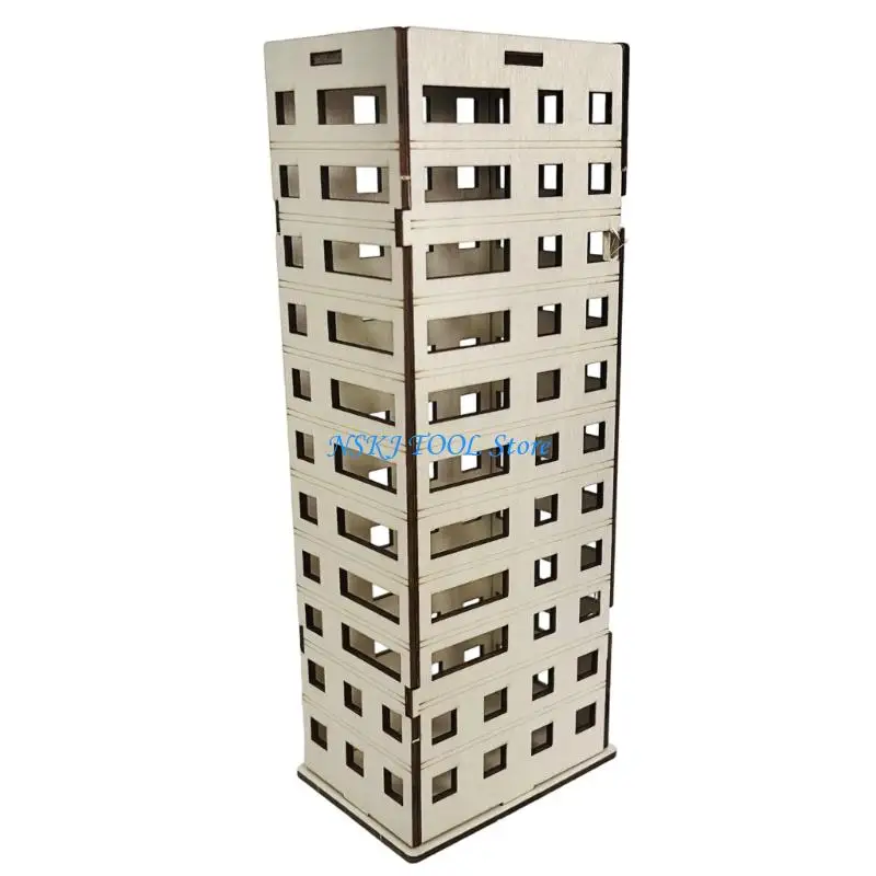 L8RC Wooden Apartment Outland Model Sand Table Scene Building Model Garden Landscape Ornament Decors Assembling Model