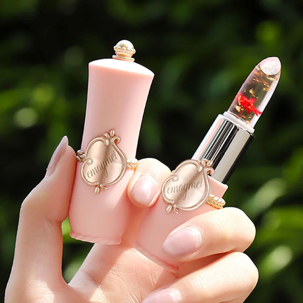 HANDAIYAN Temperature Color Changing Lip Balm Transparent Flower Crystal Jelly Lipstick Moisturizing Lip Care Makeup