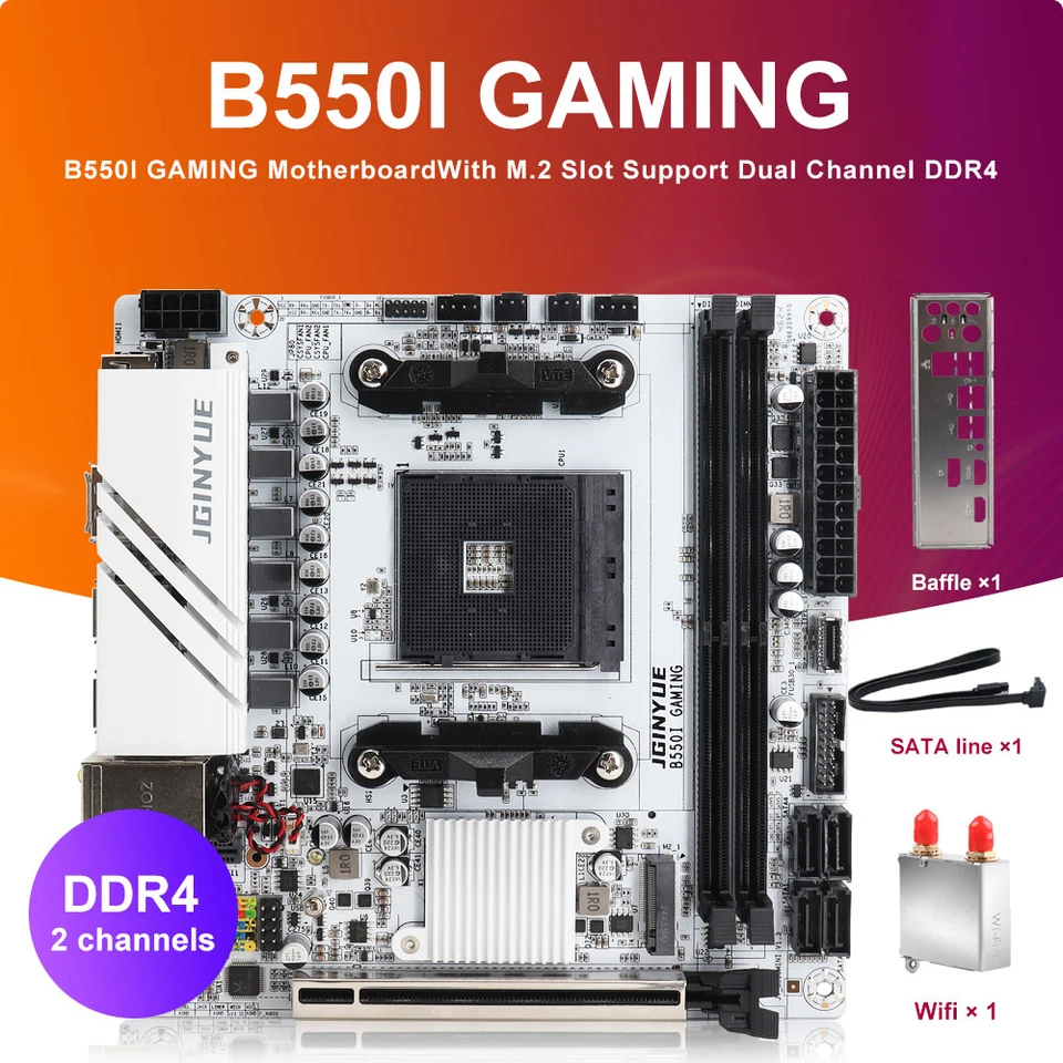 JGINYUE AMD NEW B550 AM4 Mini ITX Motherboard Supports Ryzen R5