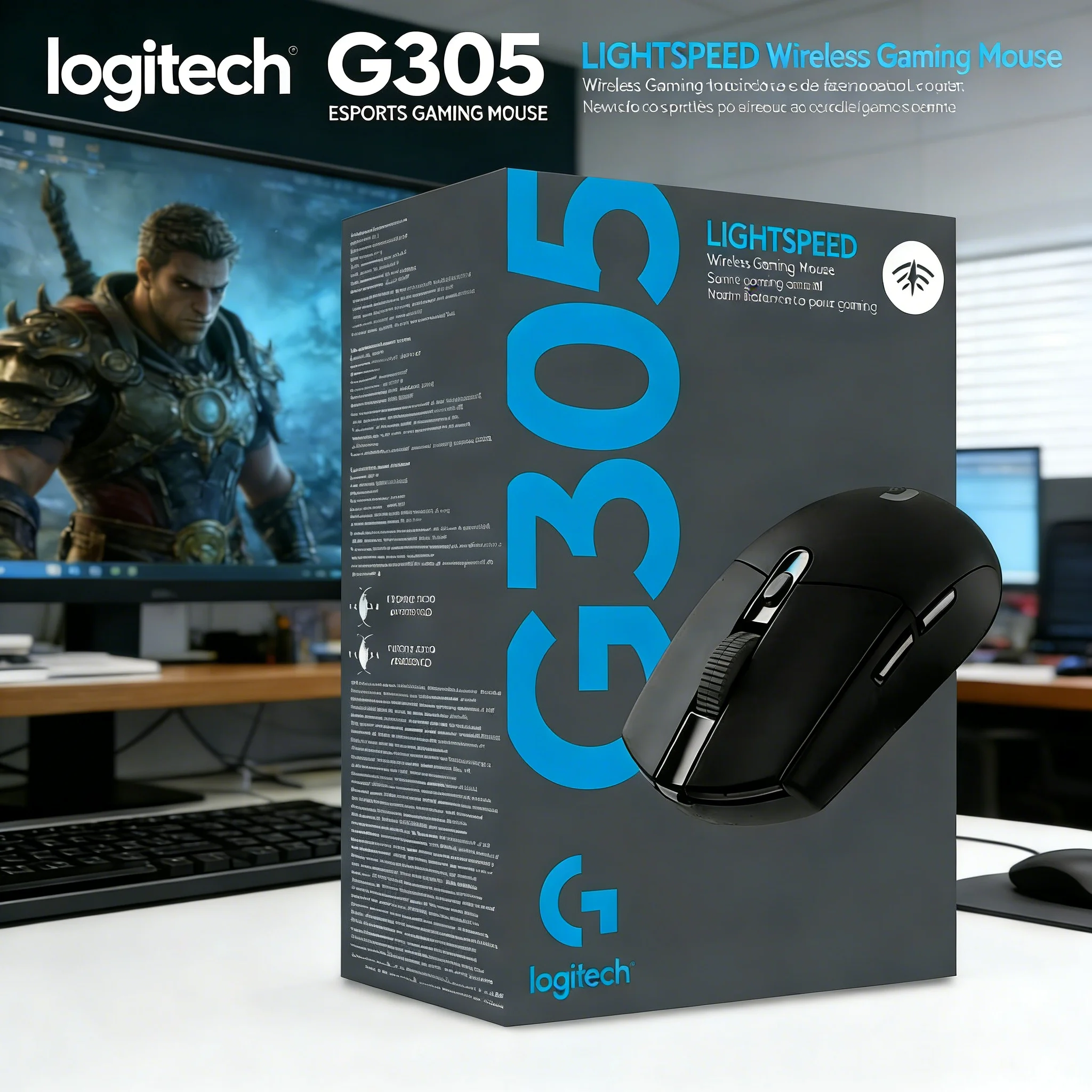 

Logitech G305 Wireless Gaming Mouse 12000 DPI HERO Sensor 6 Programmable Keys 250h Battery Life LIGHTSPEED Tech Lightweight 99g