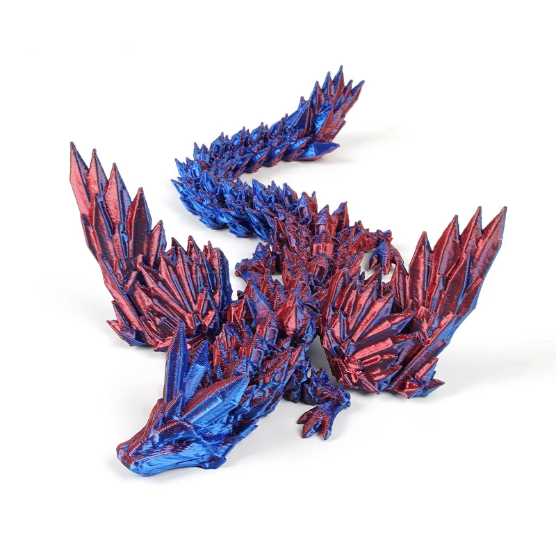 3D Printed Dragon Rotatable Articulated Dragons Toys Crystal 3D Printed Animals Desktop Ornament Home Decoration Gifts for Kids