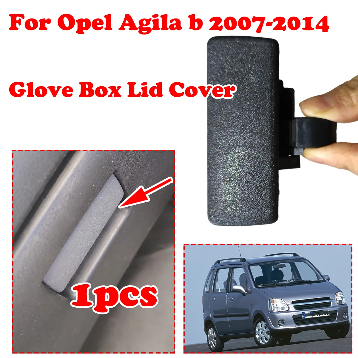 

Car Glove Box Lid Cover Lock Handle Clip Assembly Gray For Opel Agila b 2007-2014 Car Accessories 7343063J02P4Z 7343063J02V6N