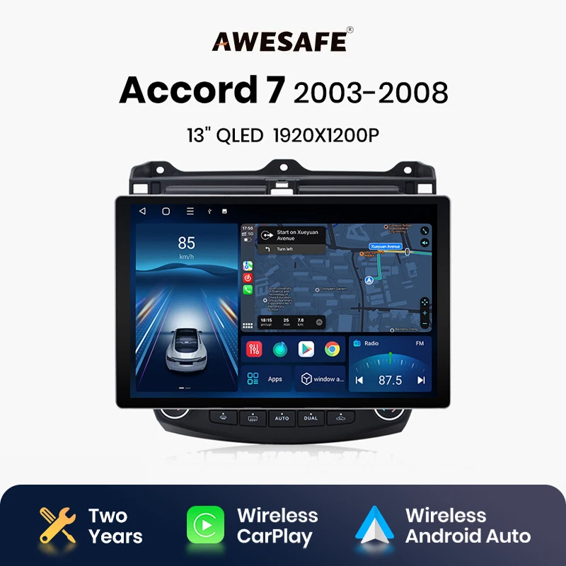 AWESAFE X7 MAX 13.1“ 2K AI Voice Wireless CarPlay Android Auto  for Honda Accord7 2003 2004-2008  Car Radio Multimedia autoradi