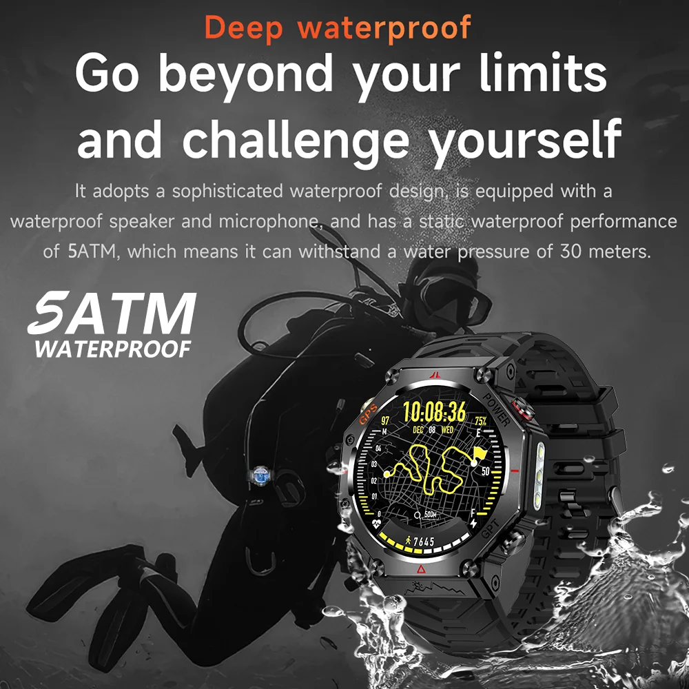 Military Smart Watch T-Rex 3 Bulit-in GPS Compass Altimeter Barometric 10ATM IP69K Waterproof AMOLED Bluetooth Call Smart watch