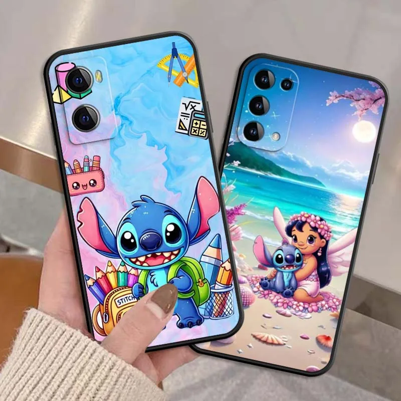 

Anime Cool Lilo&Stitch For OPPO Reno 7 A96 A40 A58 5 6 Realme GT A74 A78 Neo2 A74 A78 Find X5 X3 X7 X8 Black Phone Case