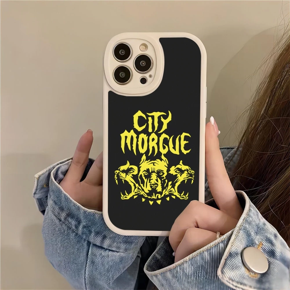 City Morgue Cerberus Phone Case New 2024 Lambskin Silicone For IPhone 15 14 11 12 13 Pro Max Mini Plain Color X XR XS 8 Plus Fun