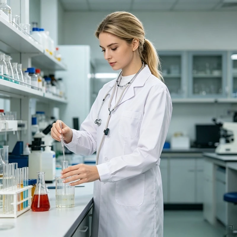 Long Sleeve White Lab Coat  Professional Uniform for Hospital, Pharmacy, Beauty Salon, Laboratory and Pet Shop Workwear