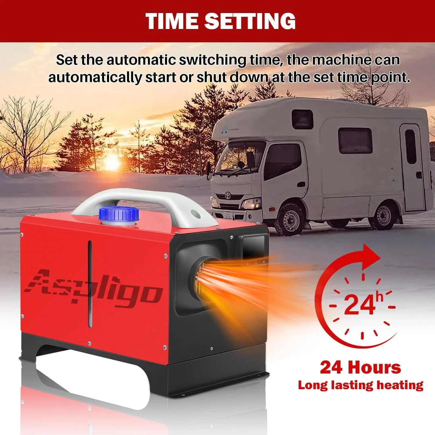 

Aspligo 17000BTU 12V Car Diesel Heater 5KW Portable Wireless Remote Control Air Heater Warmer for Boat Truck Bus RV Motorhome