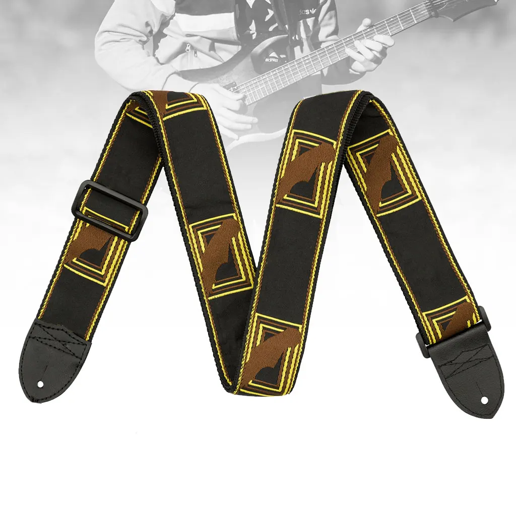 Look Verstelbare Gitaarband Leer Voor Elektrische Akoestische Folk Guitar Strap Mode Borduren Riem Gitaar Accessoires