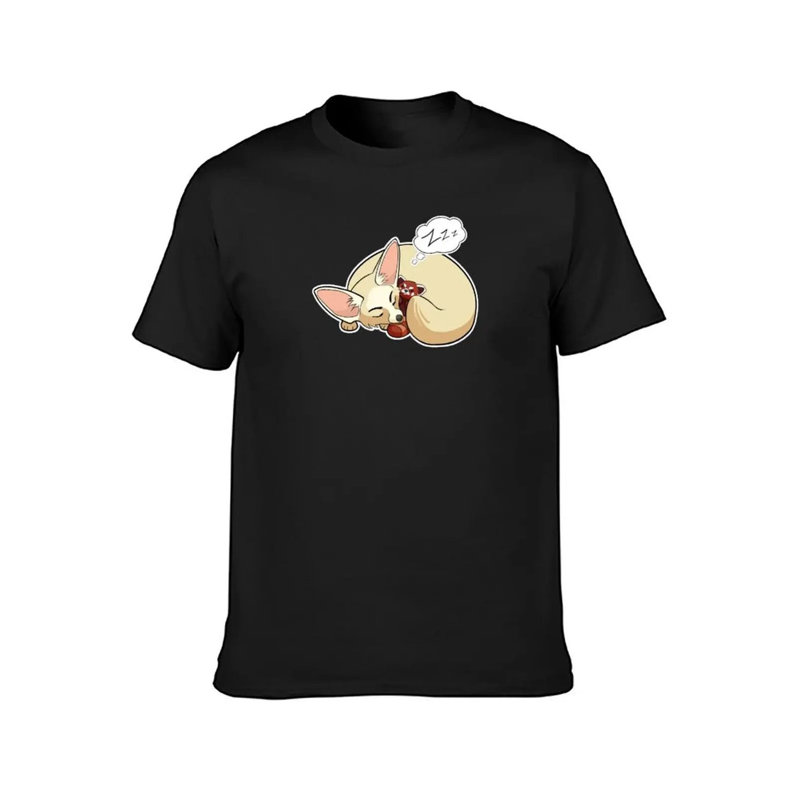 Fennec Fox with Red Panda Plush T-shirt oversized shirts graphic tees hippie clothes plus size tops fitted t shirts for men